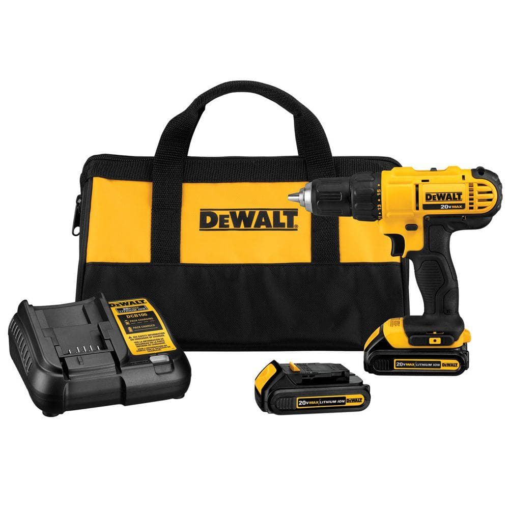 20V MAX Cordless 1/2 in. Drill/Driver, (2) 20V 1.3Ah Batteries, Charger and Bag DCD771C2