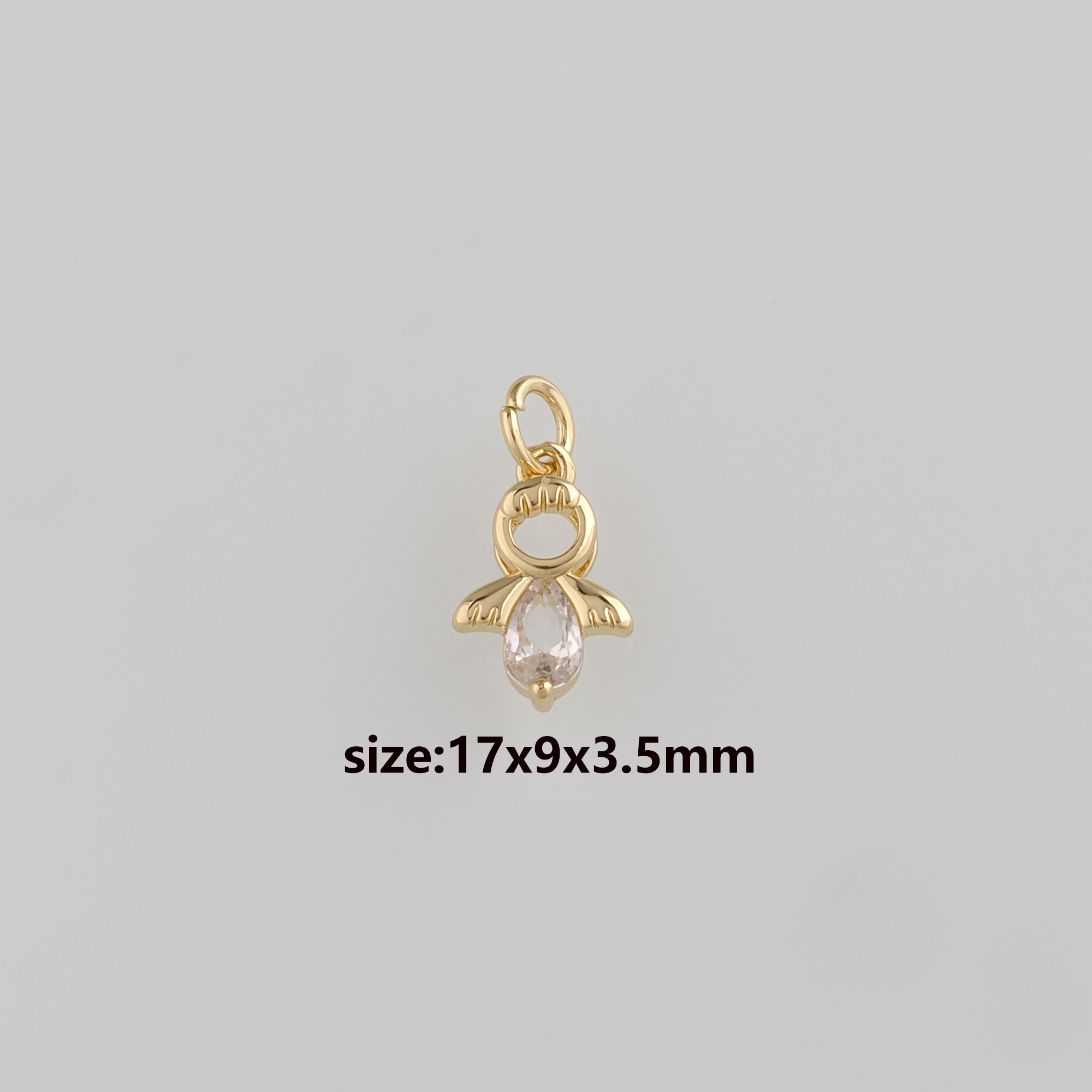 18K Gold Filled Angel Pendant,CZ Micro Pave Angel Charm Earrings Necklace for DIY Jewelry Making Supply