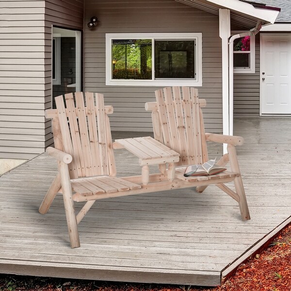 Outsunny Wood Adirondack Patio Bench Chair