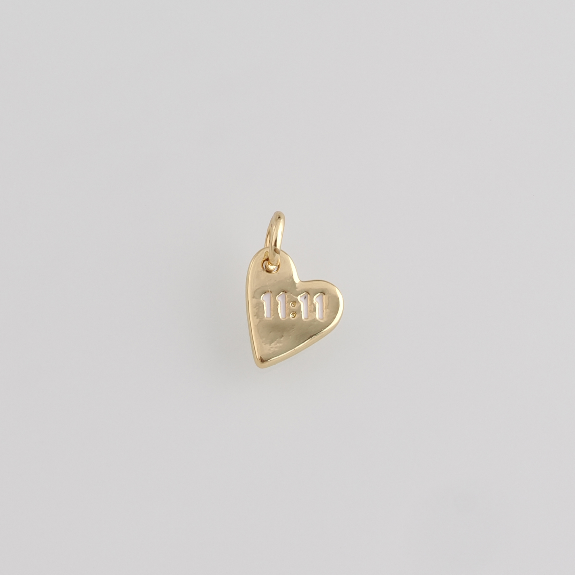 18K Gold Filled Heart Pendant,Enamel Heart 11:11 Charm Earrings Necklace for DIY Jewelry Making Supply