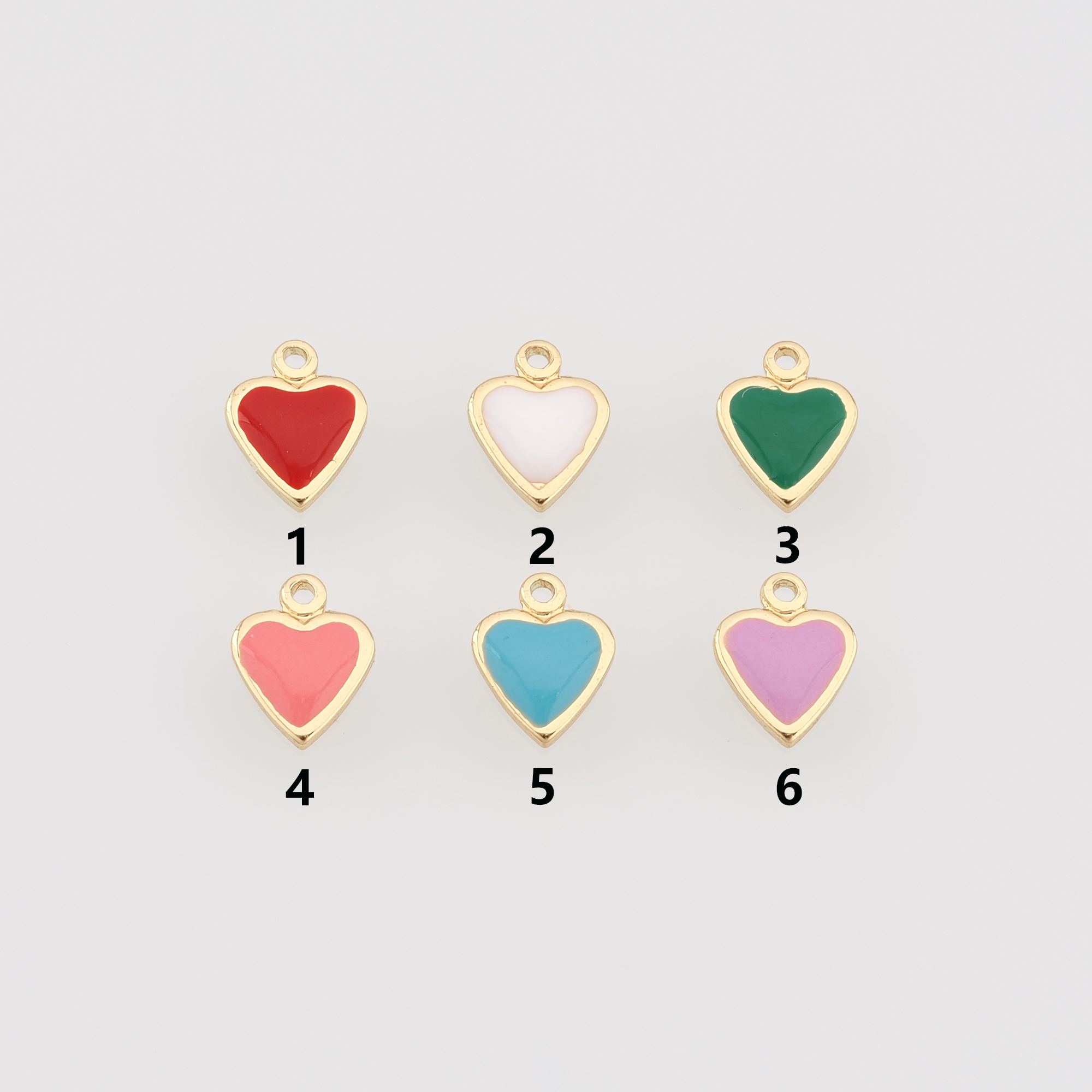 10Pcs 18K Gold Filled Heart Pendant,Enamel Heart Charm Earrings Necklace for DIY Jewelry Making Supply