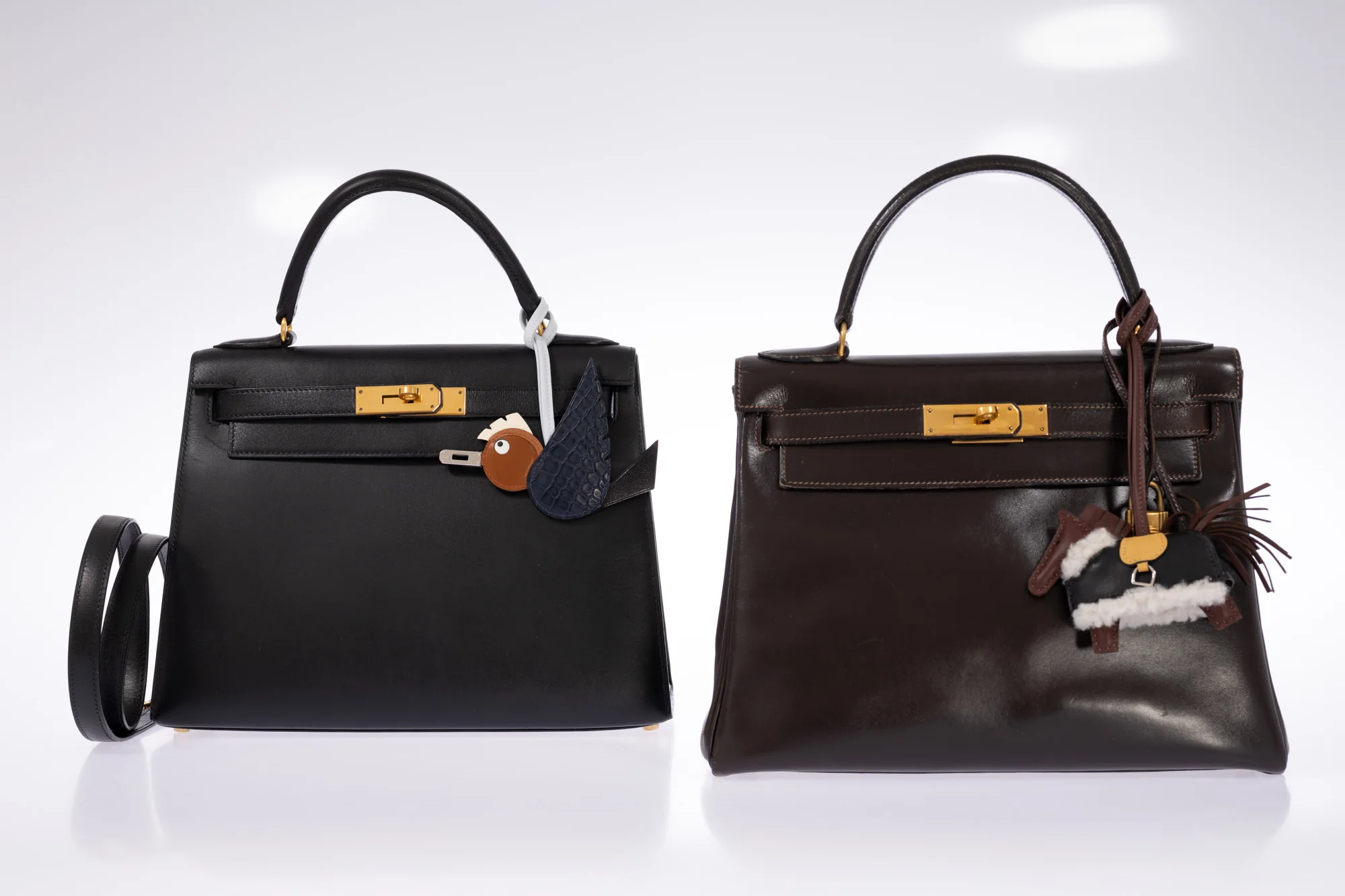 Hermès Kelly 28 Sellier Noir Box Calf Gold Hardware