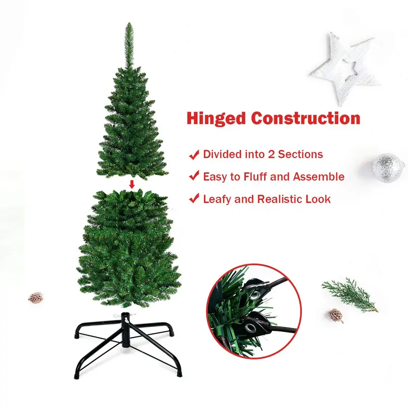 Premium Pencil-Style Pre-Lit Christmas Tree – Available in 4.5FT, 6.5FT, and 7.5FT Heights