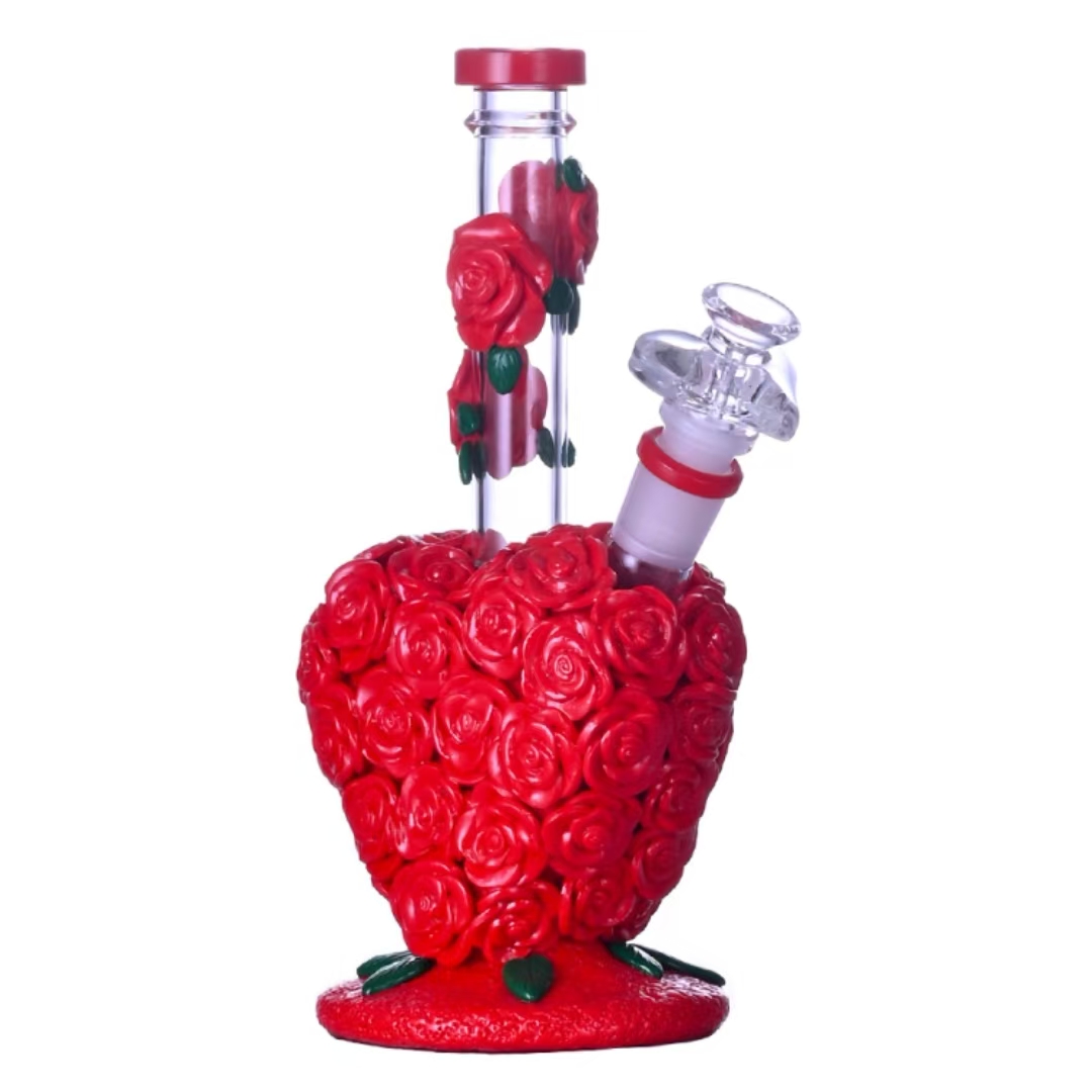 Red rose heart bong rose details