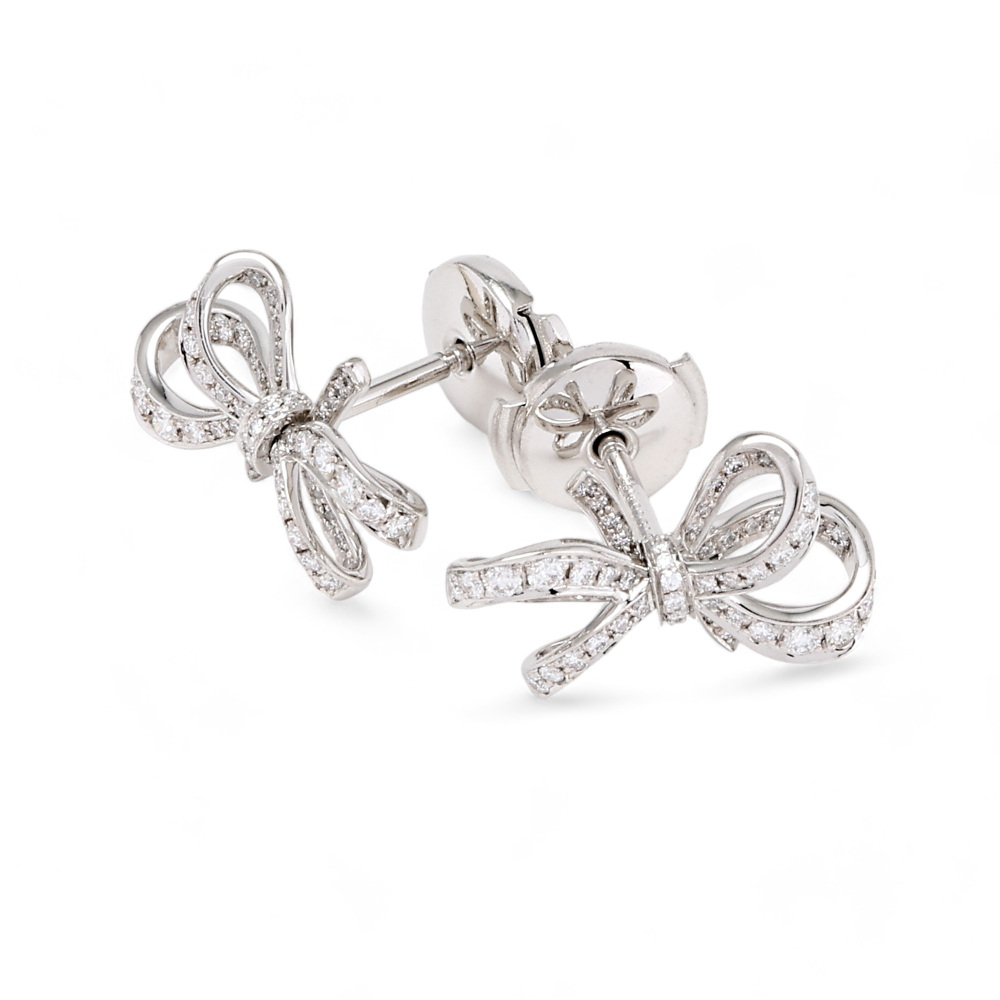 Tiffany & Co. Bow Earrings Platinum Diamond