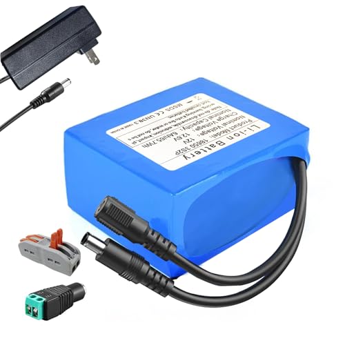 12V 6000mAh Rechargeable Lithium-Ion Battery Pack with Charger - Long-Lasting Power for RC Cars Drones LED Lights CCTV Cameras Robotics DIY Electronics