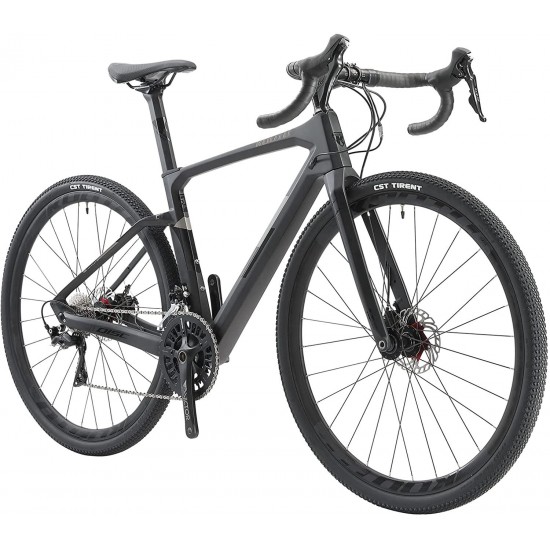 Carbon Gravel Bike, 700C Carbon Fiber Gravel Road Bicycle Disc Brake with 40c Tires Road Bike 22 Speeds