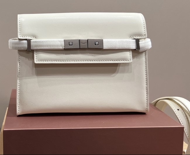 Saint Laurent Manhattan Shoulder Bag In Box Saint Laurent Leather White Silver 25Cm
