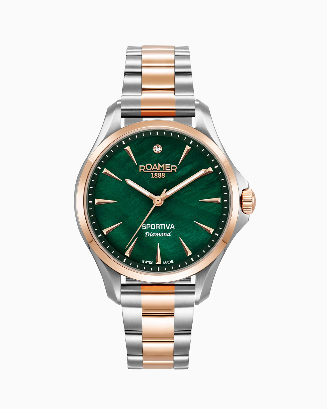 Sportiva 36mm Quartz Three-Hand Green Mop Dial  Two-Tone Bracelet Sapphire glass Stainless Steel swiss watch