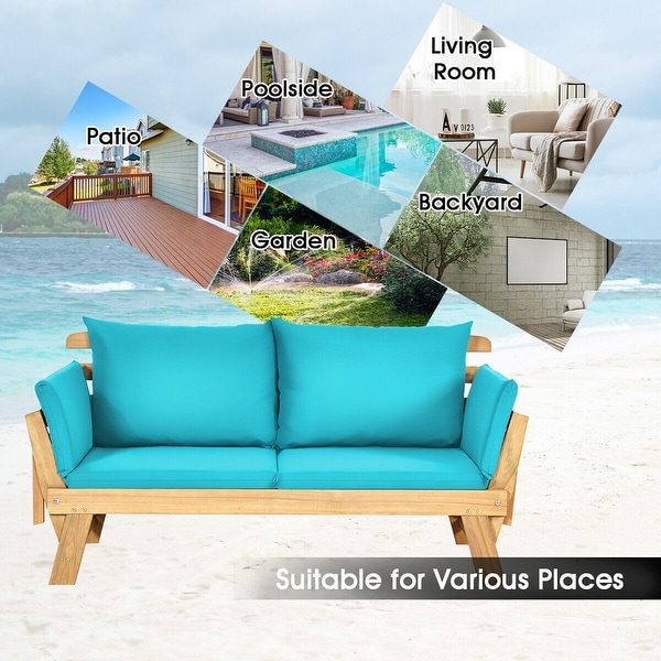 Adjustable Patio Convertible Sofa with Thick Cushion