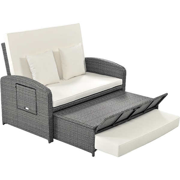 PE Wicker Rattan Reclining Sofa Chair