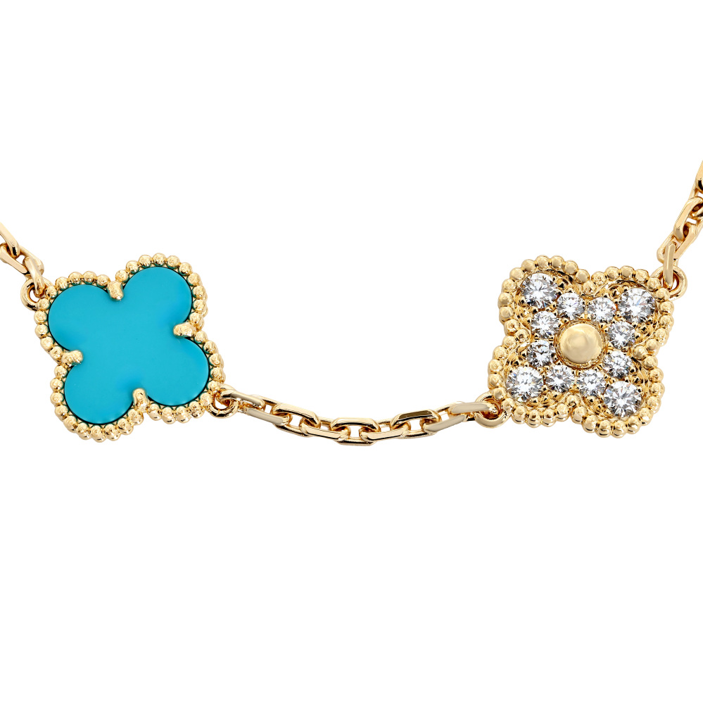 Van Cleef & Arpels Vintage Alhambra 5 Motifs Bracelet 18K White Gold VCARPFH300