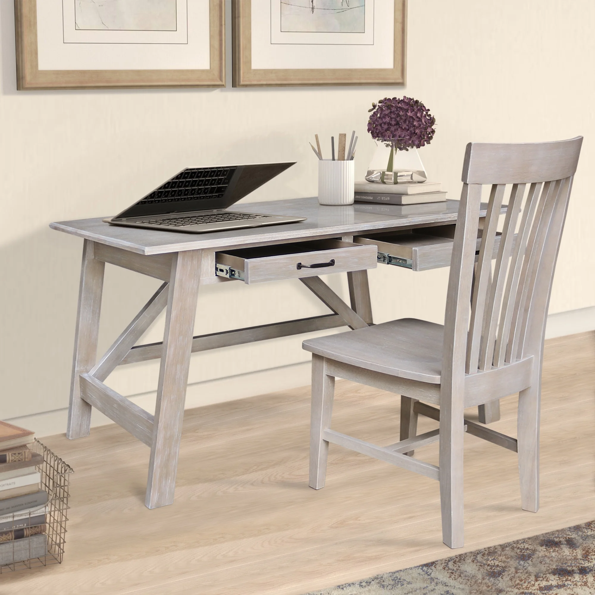 Serendipity Wood Desk with 2 Drawers and Chair