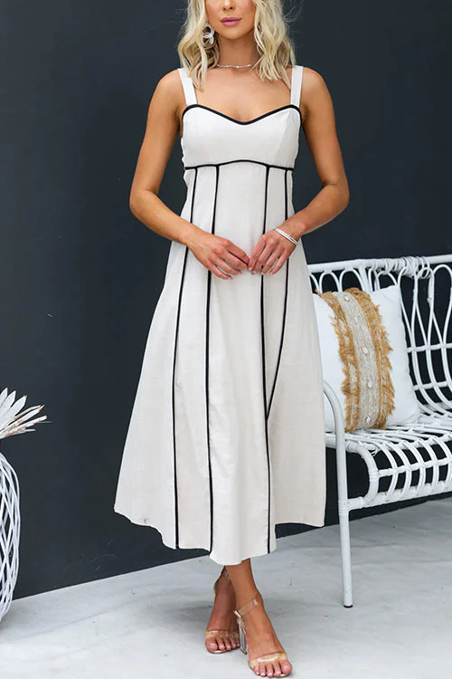 Strappy A-Line Midi Dress | Sweetheart NeckClistos