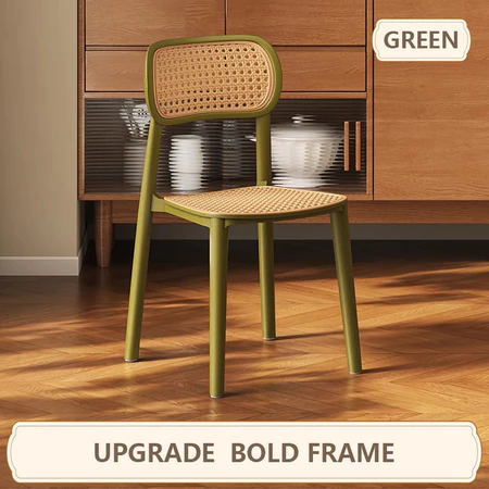 Restaurant rattan chair dining chair home backrest 藤编椅 leisure chair stackable plastic Kerusi
