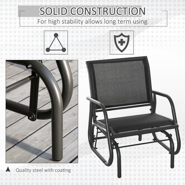 Outsunny Glider/Rocking Chair Set with Breathable Mesh Fabric,Curved Armrest