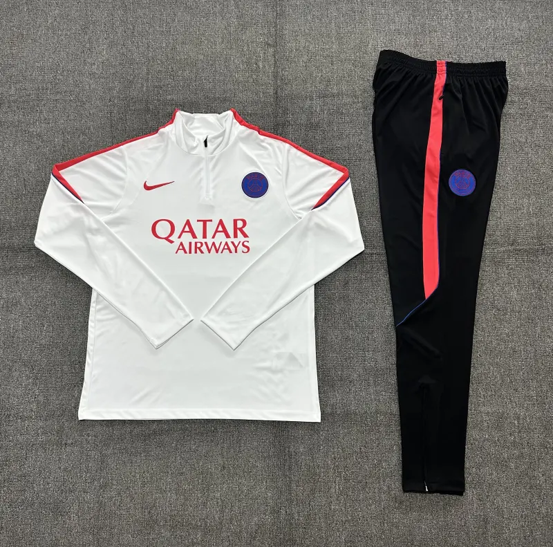 Paris Saint Germain PSG 26/27 Half Zipper Training Suit - White