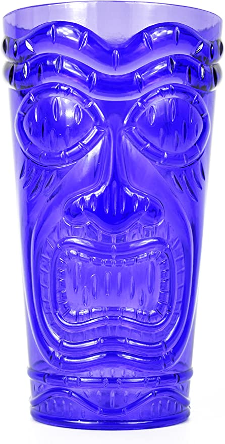 Set of 4 Party Tiki Cups! BPA Free 16 Ounce Tumbler Drinkware Set Luau Shape! Reusable Plastic Party Cups!