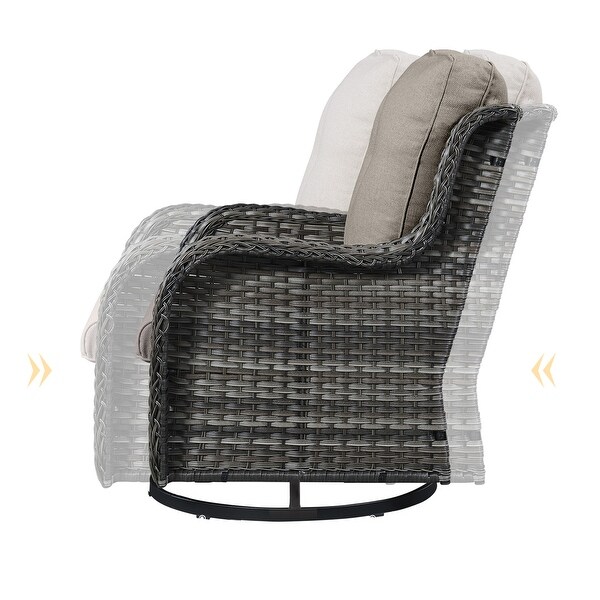 Patio Glider Chair Sofa with Fire Pit Table
