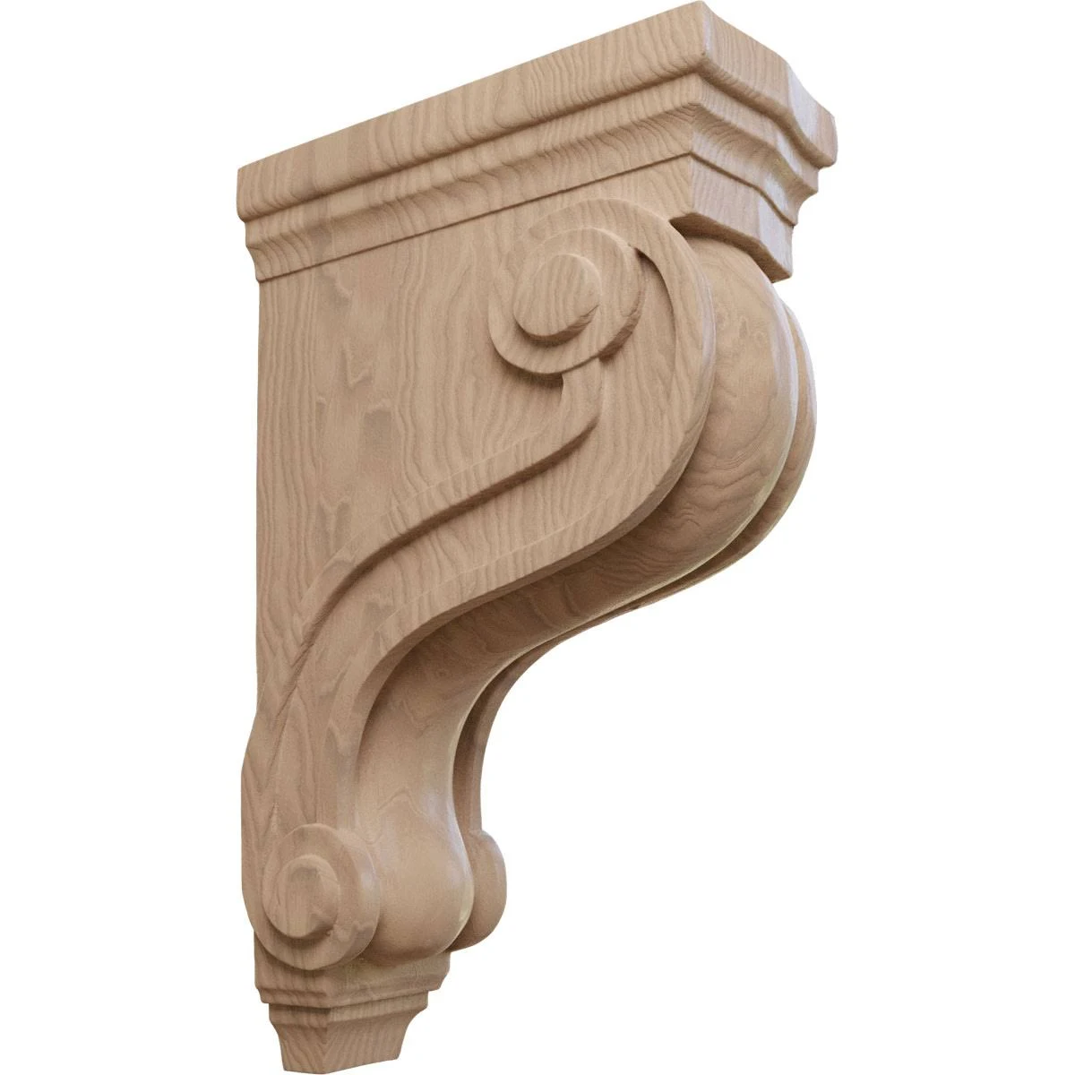Ekena Millwork 3 7/8 inchw x 8 inchd x 13 inchh Boston Traditional Scroll Corbel, Mahogany