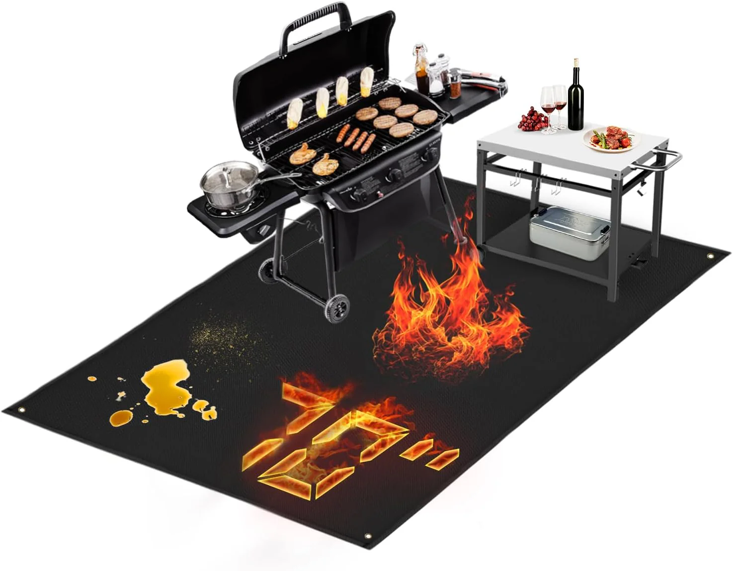 90x48 inch Extra Large Grill Mat for Outdoor Grill, Fireproof Deck Grill Mat
