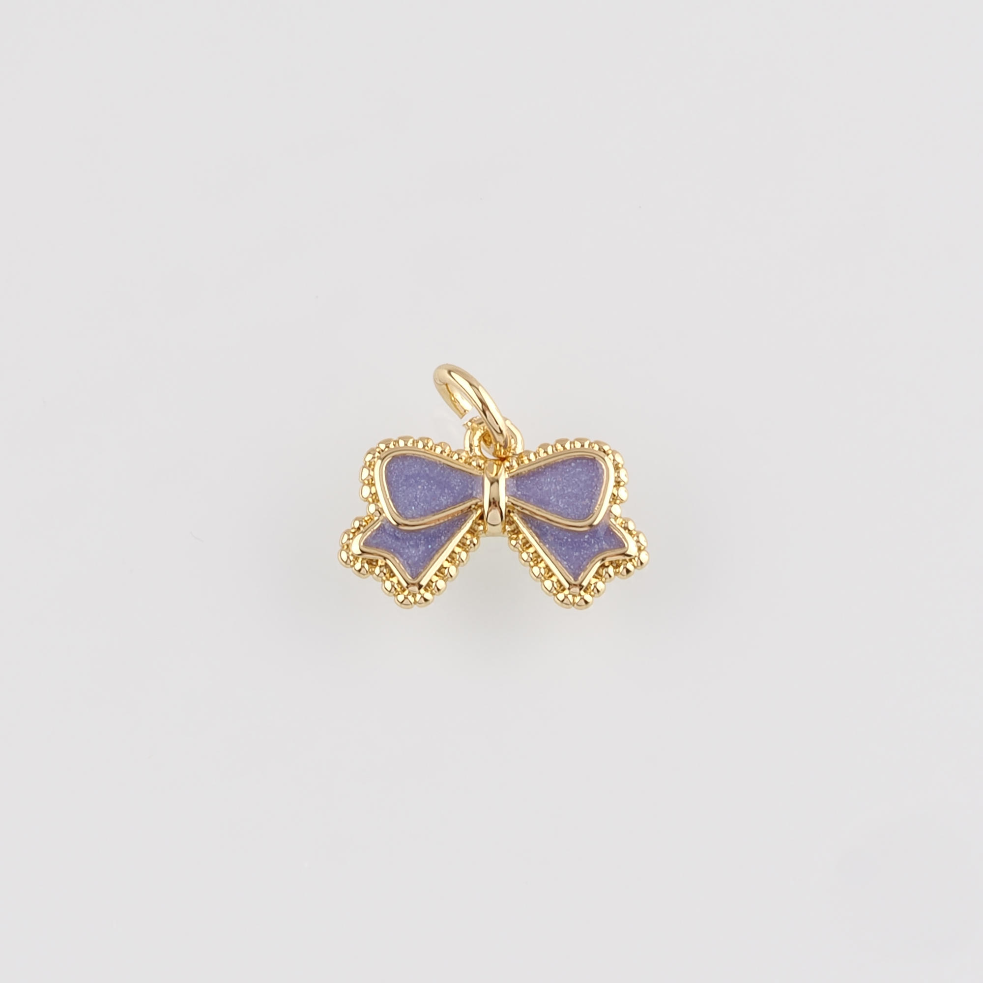 18K Gold Filled Bow Tie Pendant,Enamel Bow Charm Earrings Necklace for DIY Jewelry Making Supply