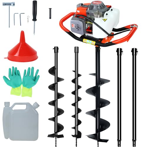 72CC Auger Post Hole Digger with 3 Auger Drill Bits(4