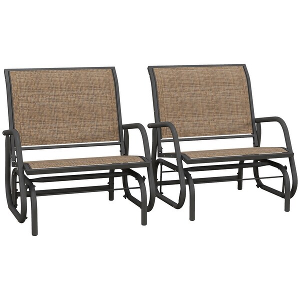 Outsunny Glider/Rocking Chair Set with Breathable Mesh Fabric,Curved Armrest