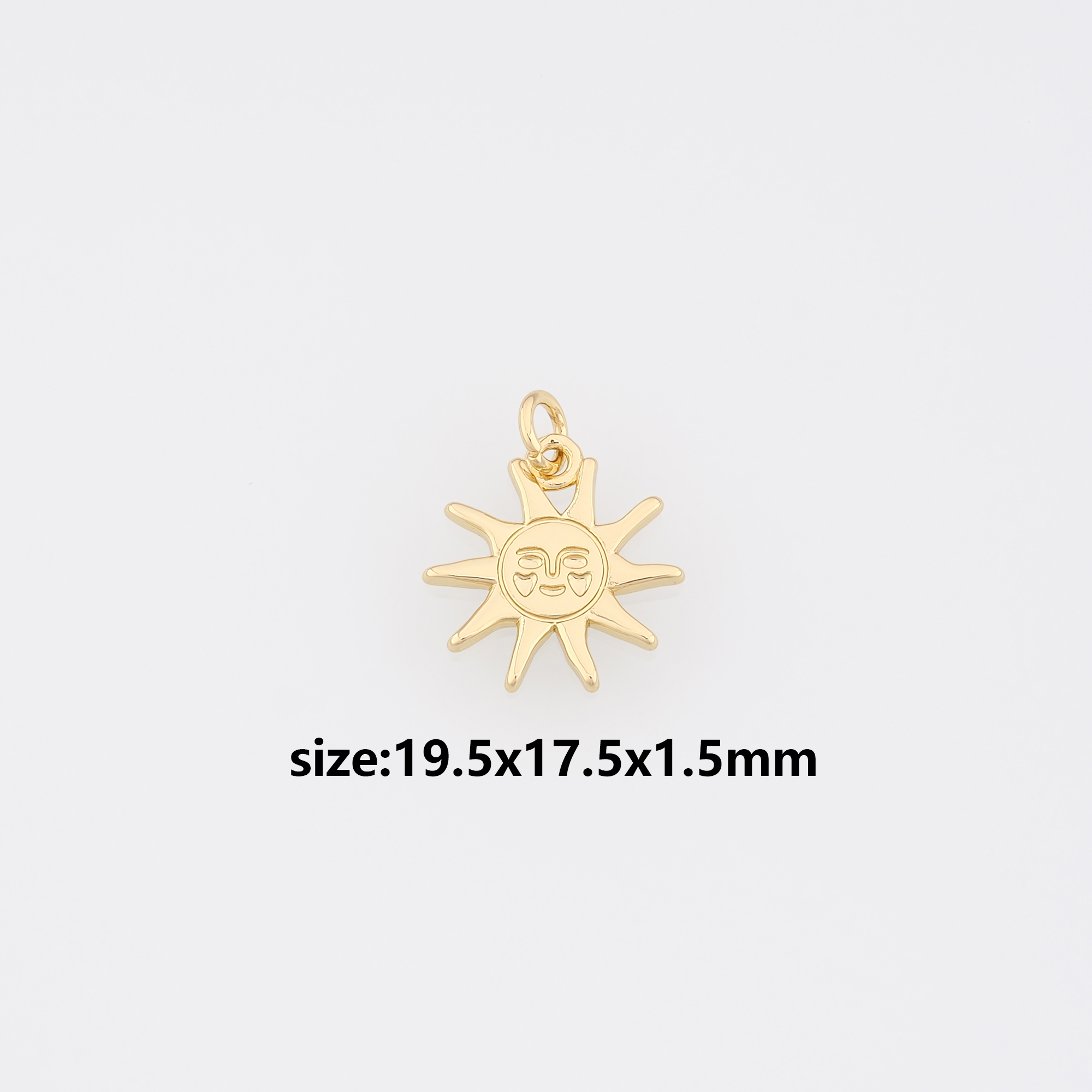 18K Gold Filled Sun Pendant,Dainty Sun Face Charm Earrings Necklace for DIY Jewelry Making Supply