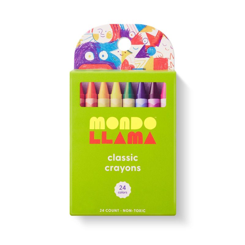 24ct Crayons Classic Colors - Mondo Llama™School Supplies for Kids, Low-Odor, Multicolor, Ages 3+