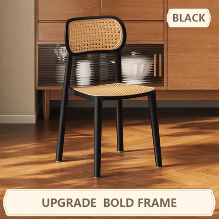 Restaurant rattan chair dining chair home backrest 藤编椅 leisure chair stackable plastic Kerusi