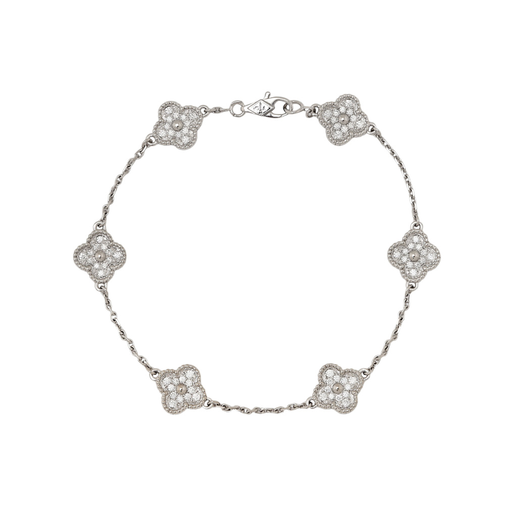 Van Cleef & Arpels Sweet Alhambra 6 Motifs Bracelet 18K White Gold Diamond VCARO85700
