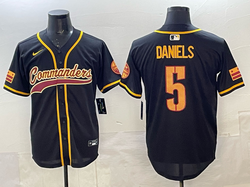 Men's Washington Commanders Jayden Daniels #5 Black Team Game Jersey
