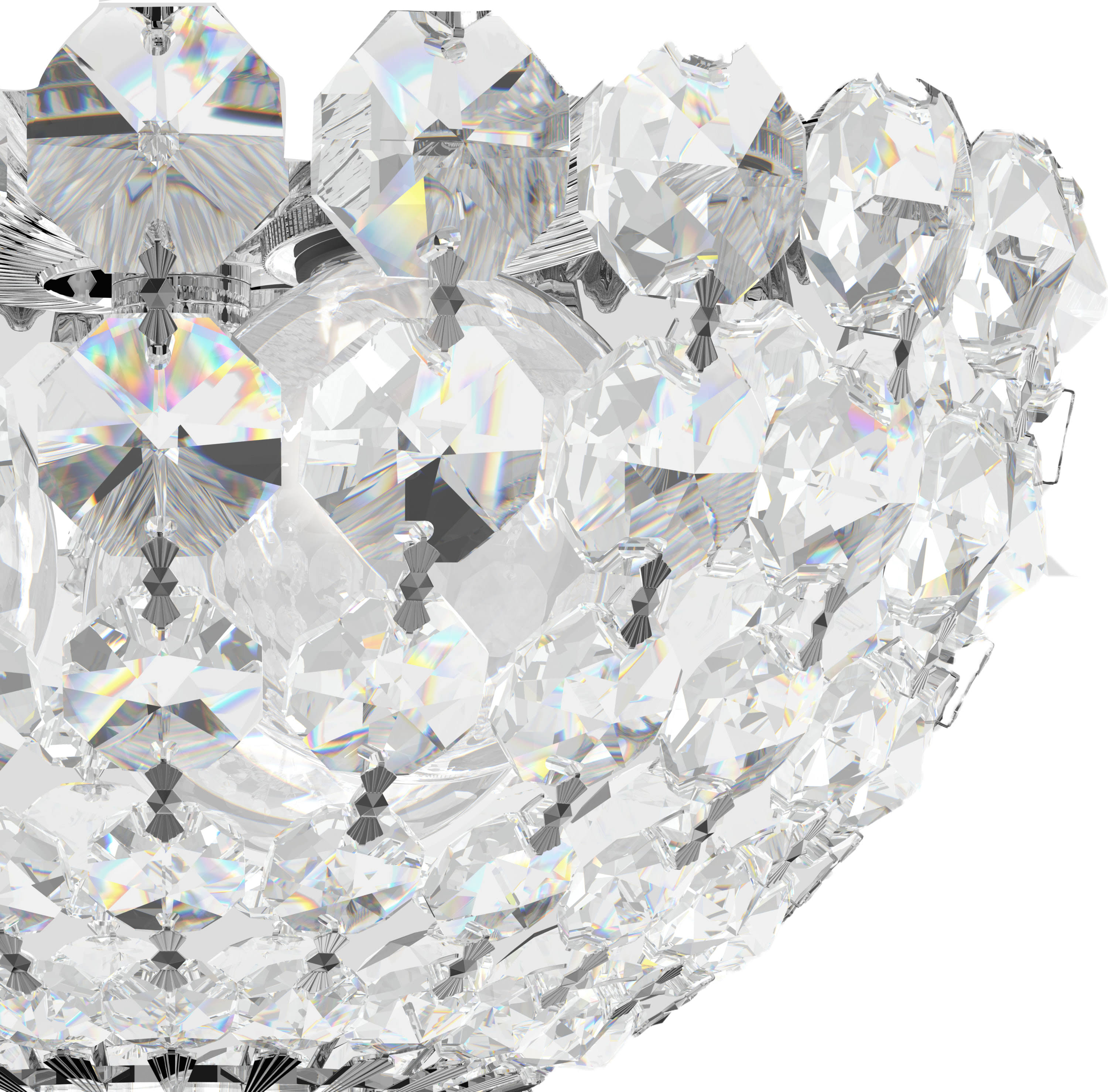 Schonbek 1560-40A Petit Crystal Flush Mount in Silver