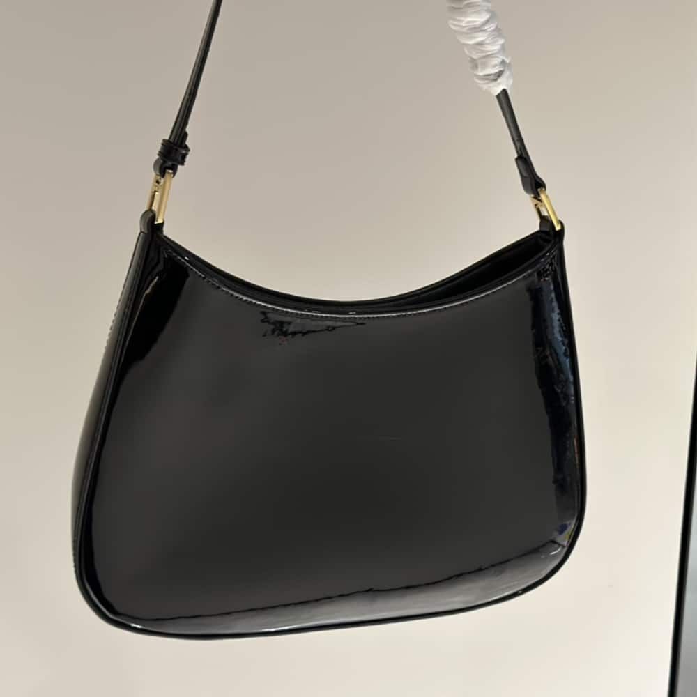 Prada Cleo Patent Leather Bag Black 10.6 Inches 1Bc169 069 F03Kj V Hoo