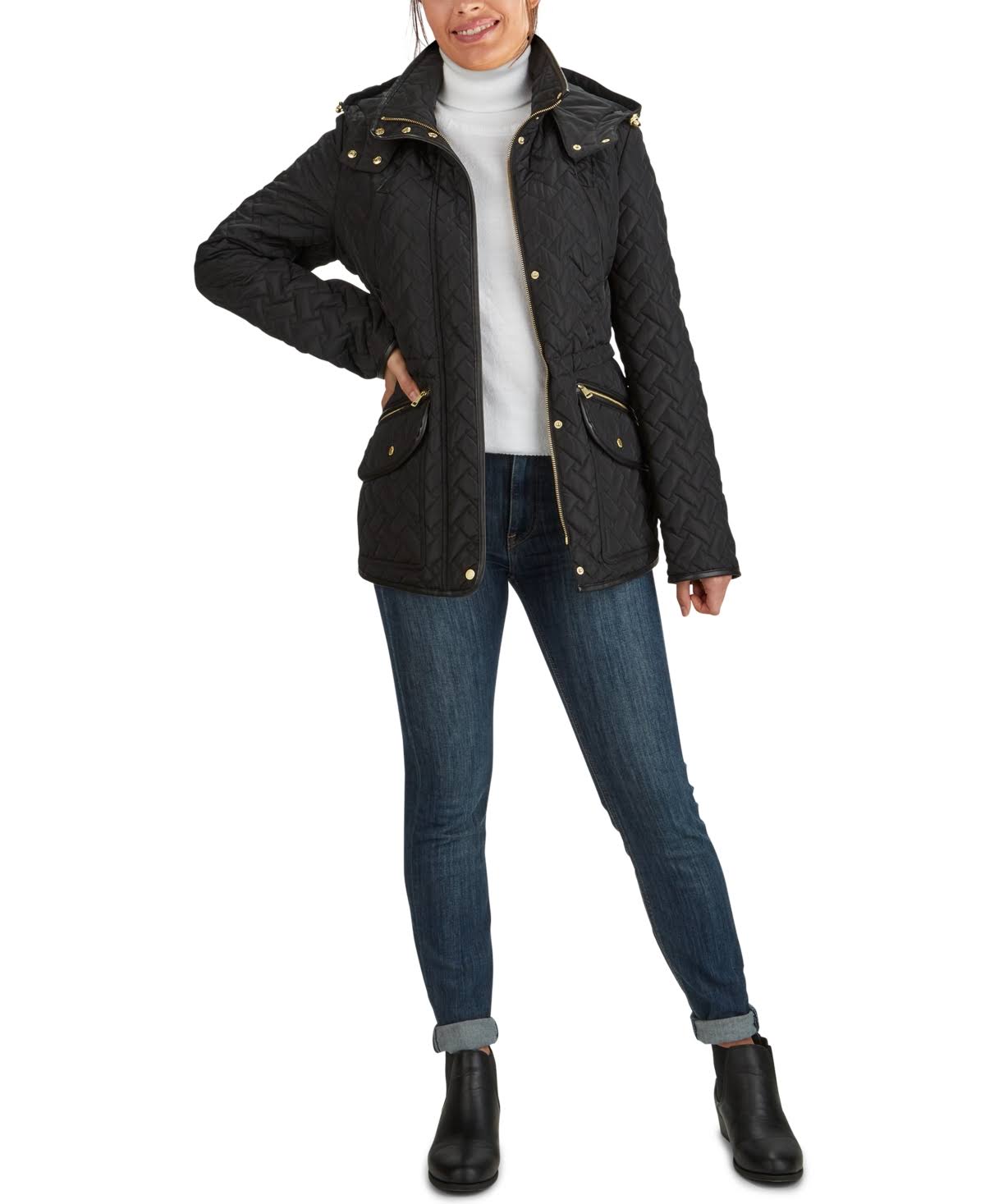 Cole Haan Signature Quilted Coat, Black / Regular 2 (XS)