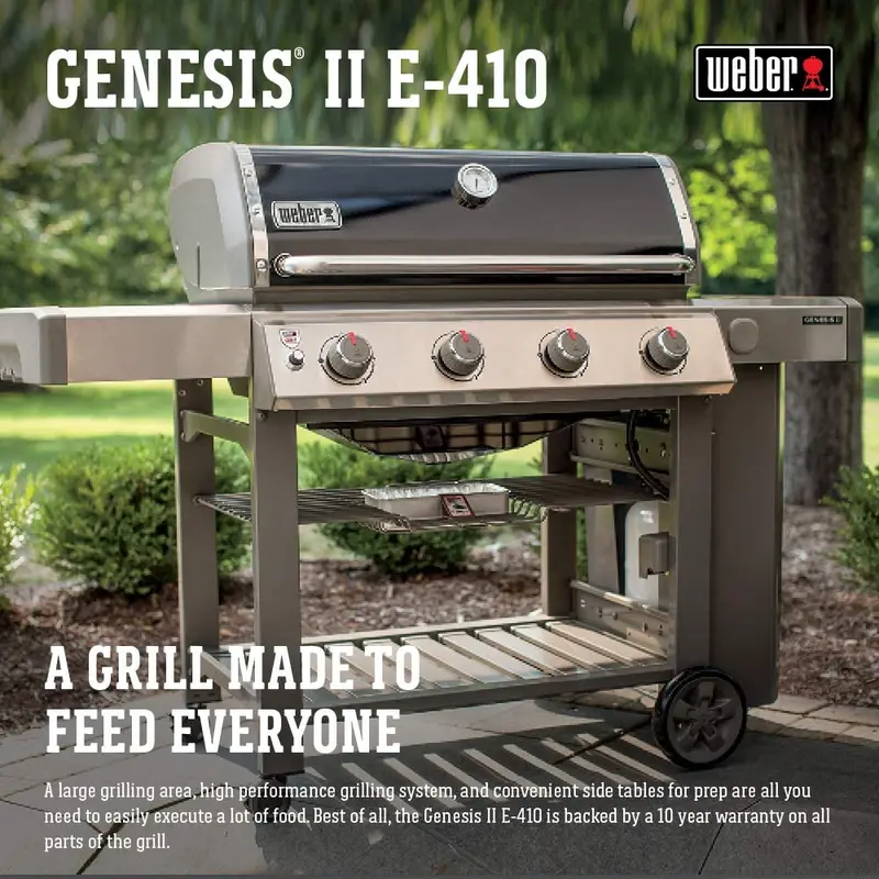 Weber Genesis II E-410 – 4-Burner Natural Gas Grill in Matte Black