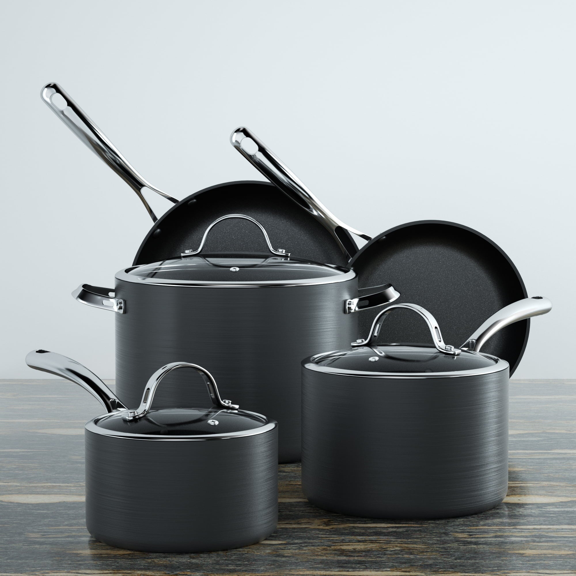 Cooks Standard 02709 Non-stick Hard Anodized Cookware Set, 8 Piece, Black