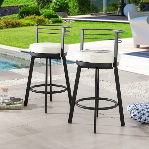 Patio Festival Outdoor Bar Height Swivel Chair with Cushion (2Pack)