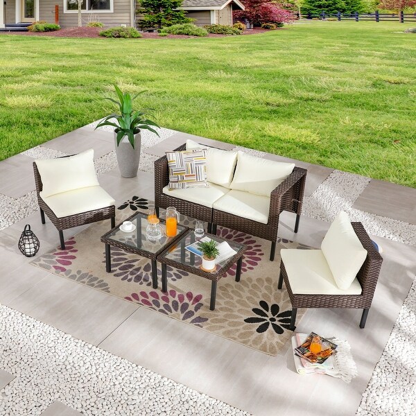 Patio Festival 6Piece Outdoor Wicker Conversation Seating Set