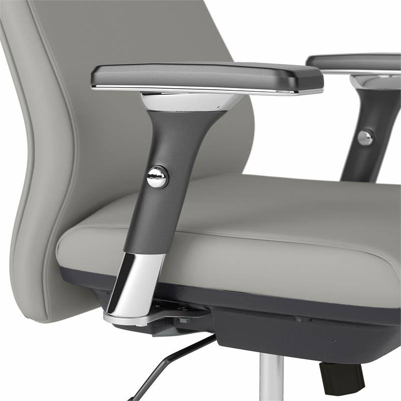 Office by Kathy Ireland Method Mid Back Leather Executive Chair in Light Gray - Bush Furniture MTCH1602LGL-Z