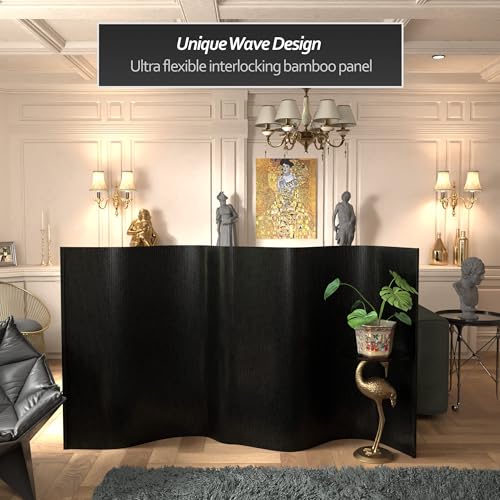 Oriental Furniture 6 ft. Tall Bamboo Wave Screen - Natural