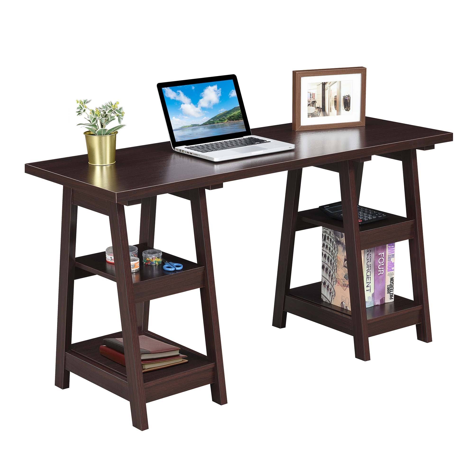 Convenience Concepts Designs2Go Double Trestle Desk, Pink