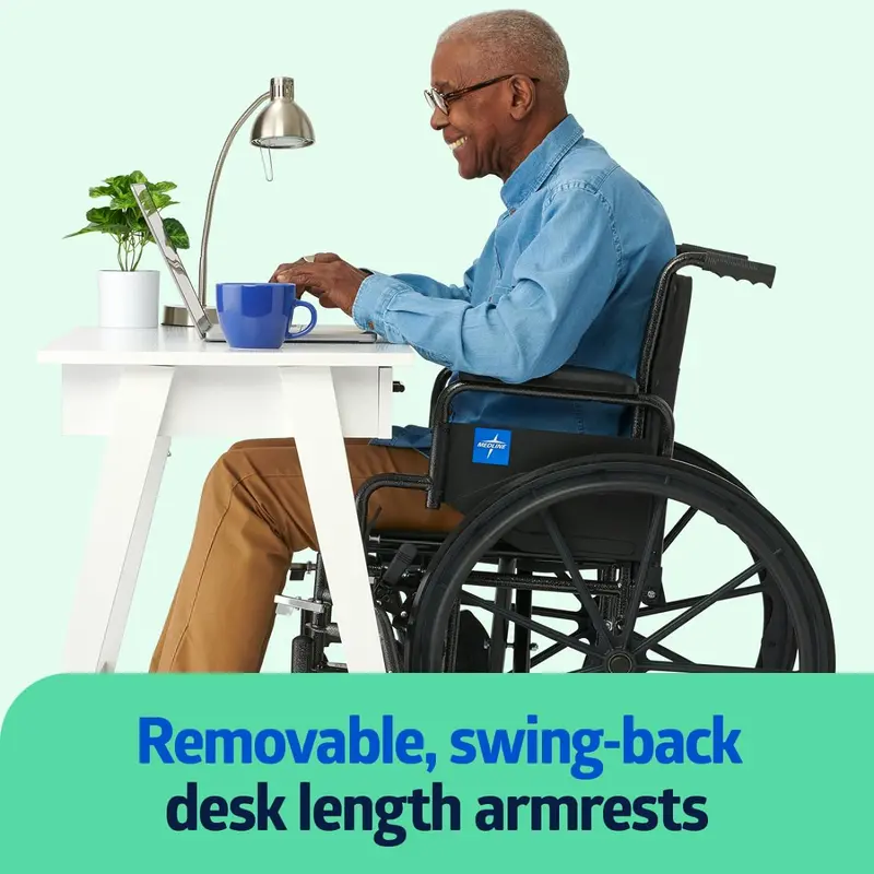 Ultra-Light Mobility Wheelchair – Adjustable Elevating Leg Rests & Swing-Away Desk Arms