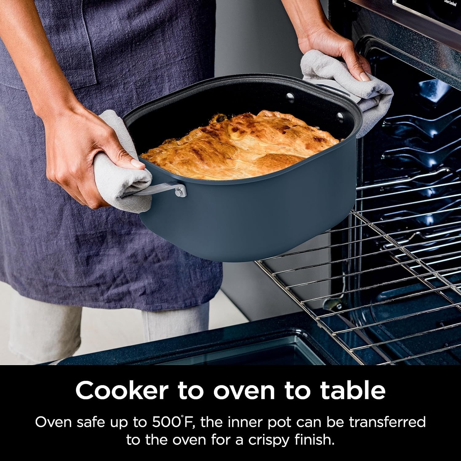 8-in-1 Versatility, One-Pot Faster Cooking Replaces 10 Tools, Family-Sized Capacity with Adjustable Temp Control, 6.5 quarts, Midnight Blue