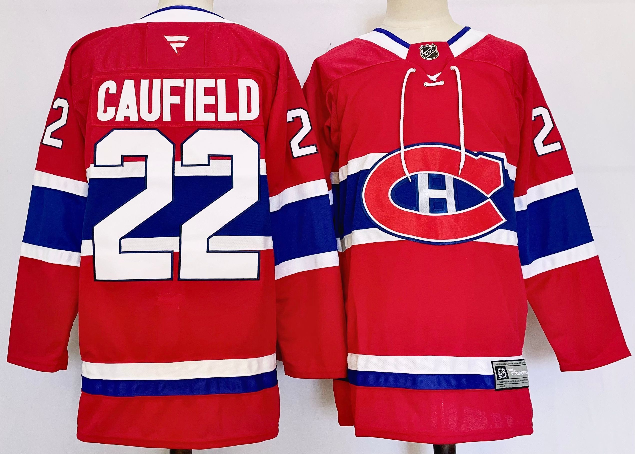 Men's Montreal Canadiens Cole Caufield #22 Fanatics Red Home Premium Jersey