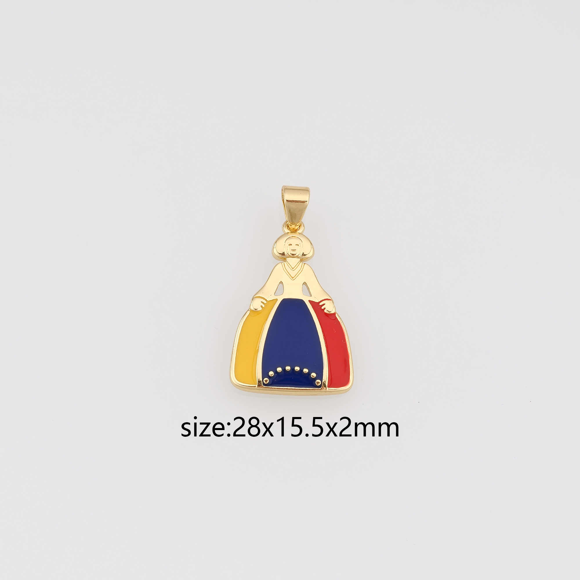 18K Gold Filled Dress Pendant,Enamel Princess Dress Charm Earrings Necklace for DIY Jewelry Making Supply