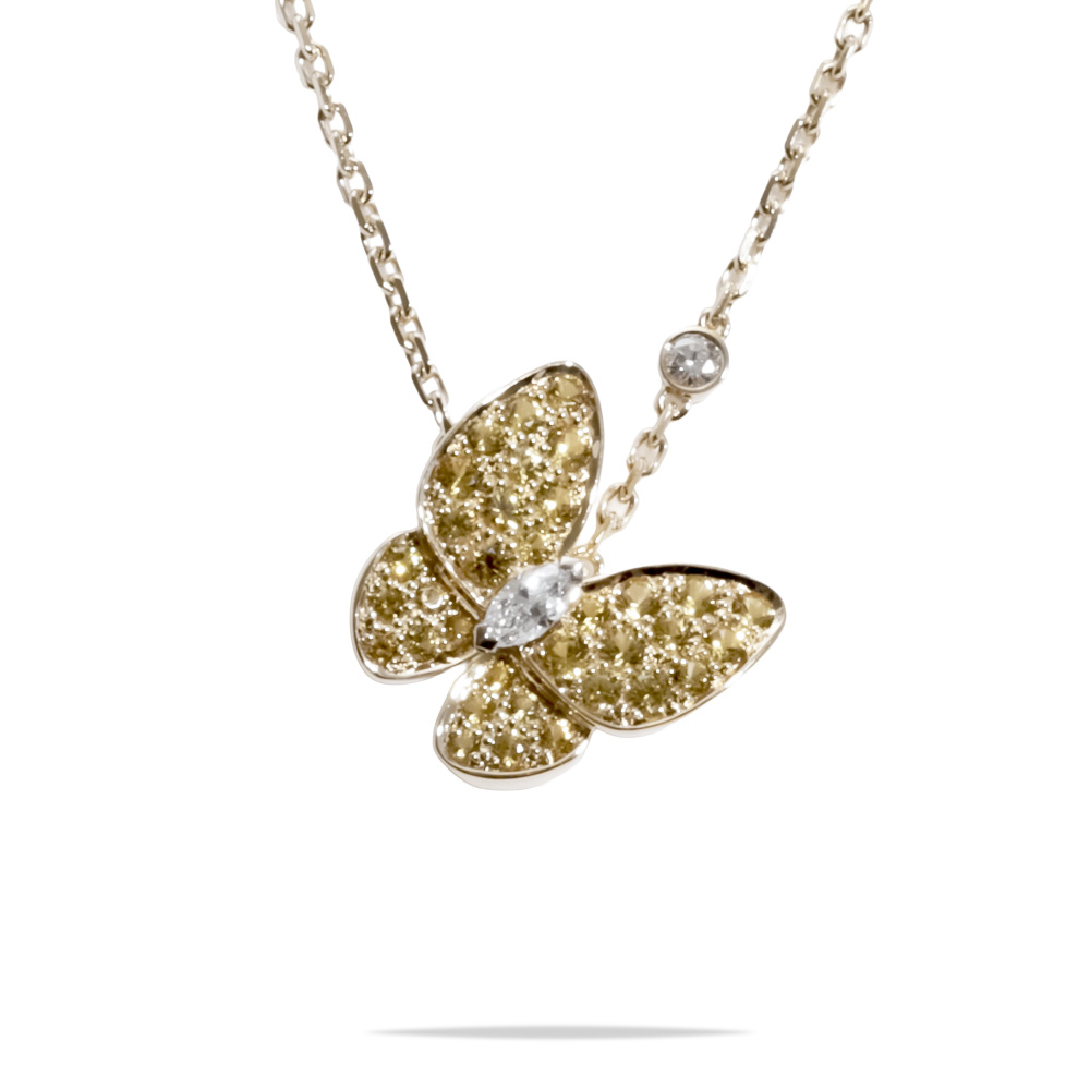 Van Cleef & Arpels Fauna de Papillon Necklace 18K White Gold & 18K Yellow Gold VCARO3M300