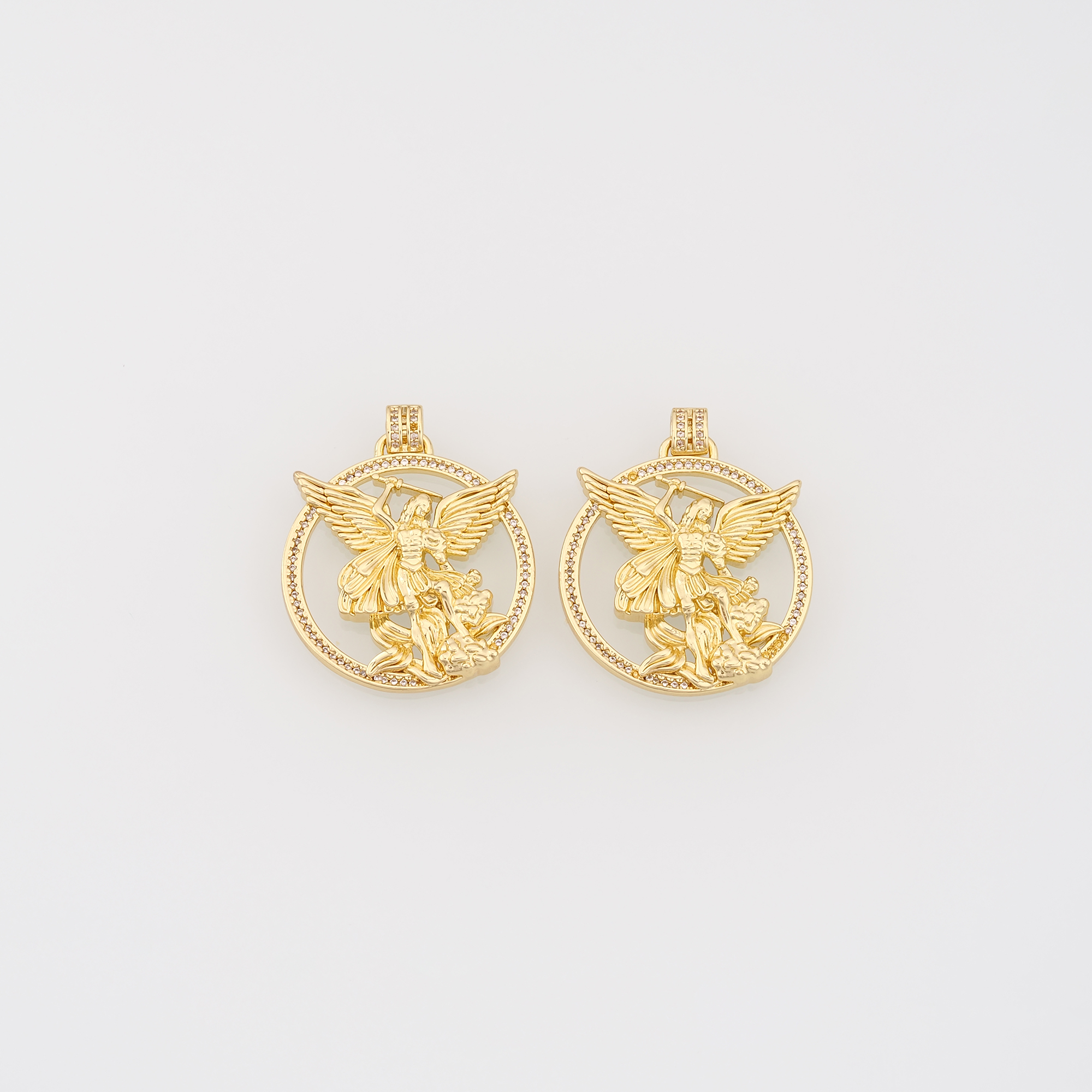 18K Gold Filled Archangel Pendant,Angel Charm Earrings Necklace for DIY Jewelry Making Supply
