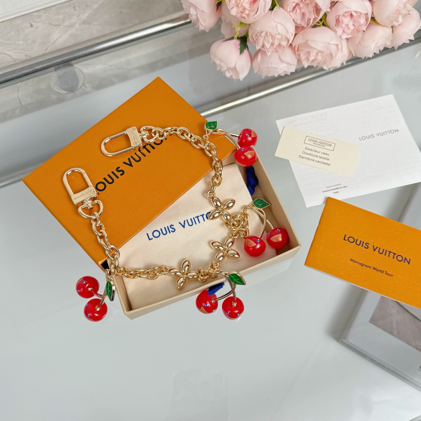 LV x TM CERISE Cherry Bag Charm Chain - cnluxepick